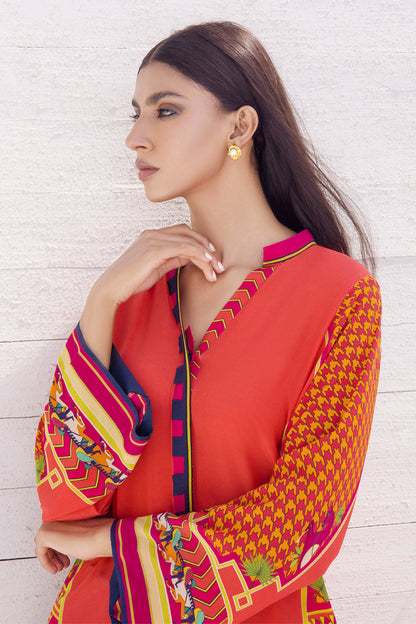 Tangerine Crepe Digital Print Kurta