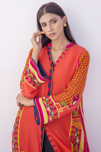 Tangerine Crepe Digital Print Kurta