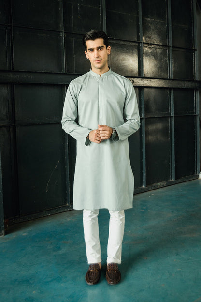 Dyed Ribbed Cotton Kurta