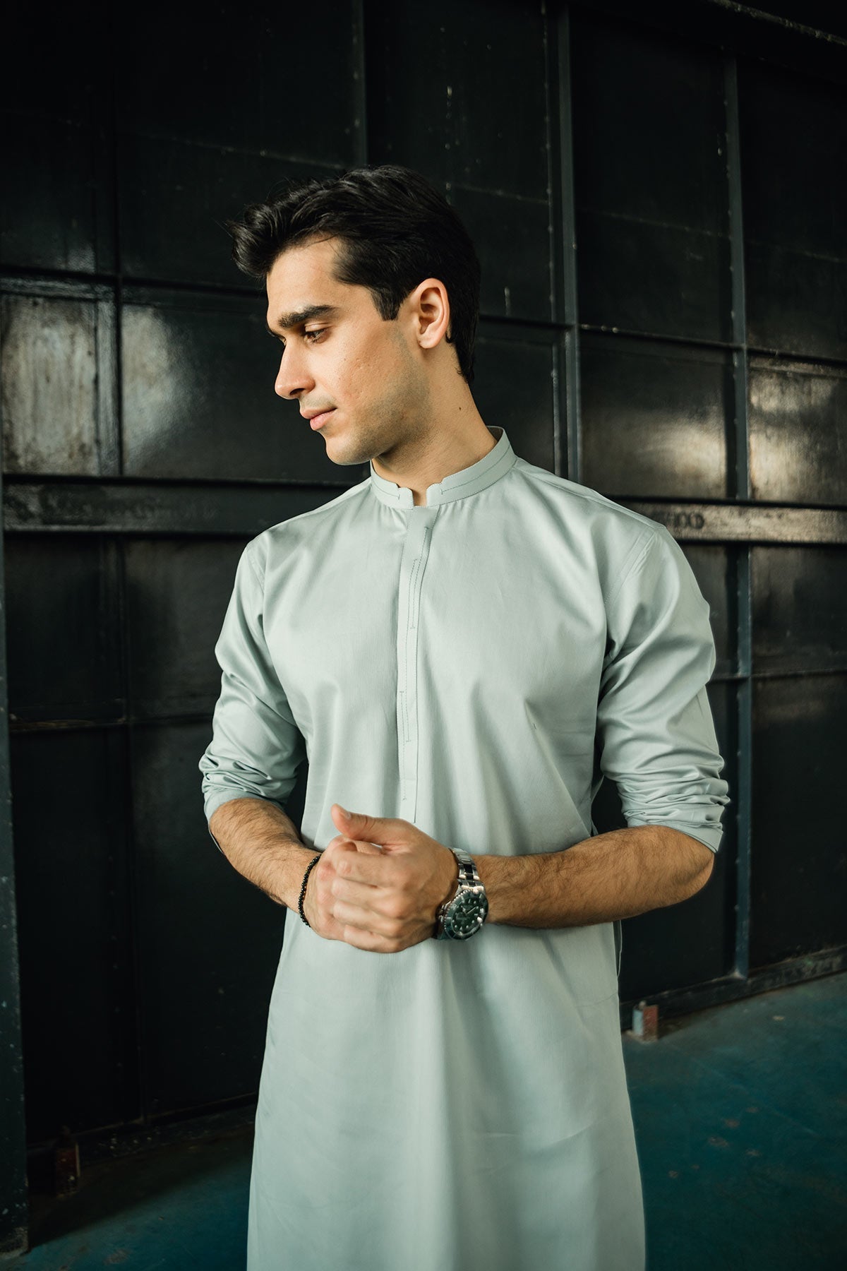 Dyed Ribbed Cotton Kurta