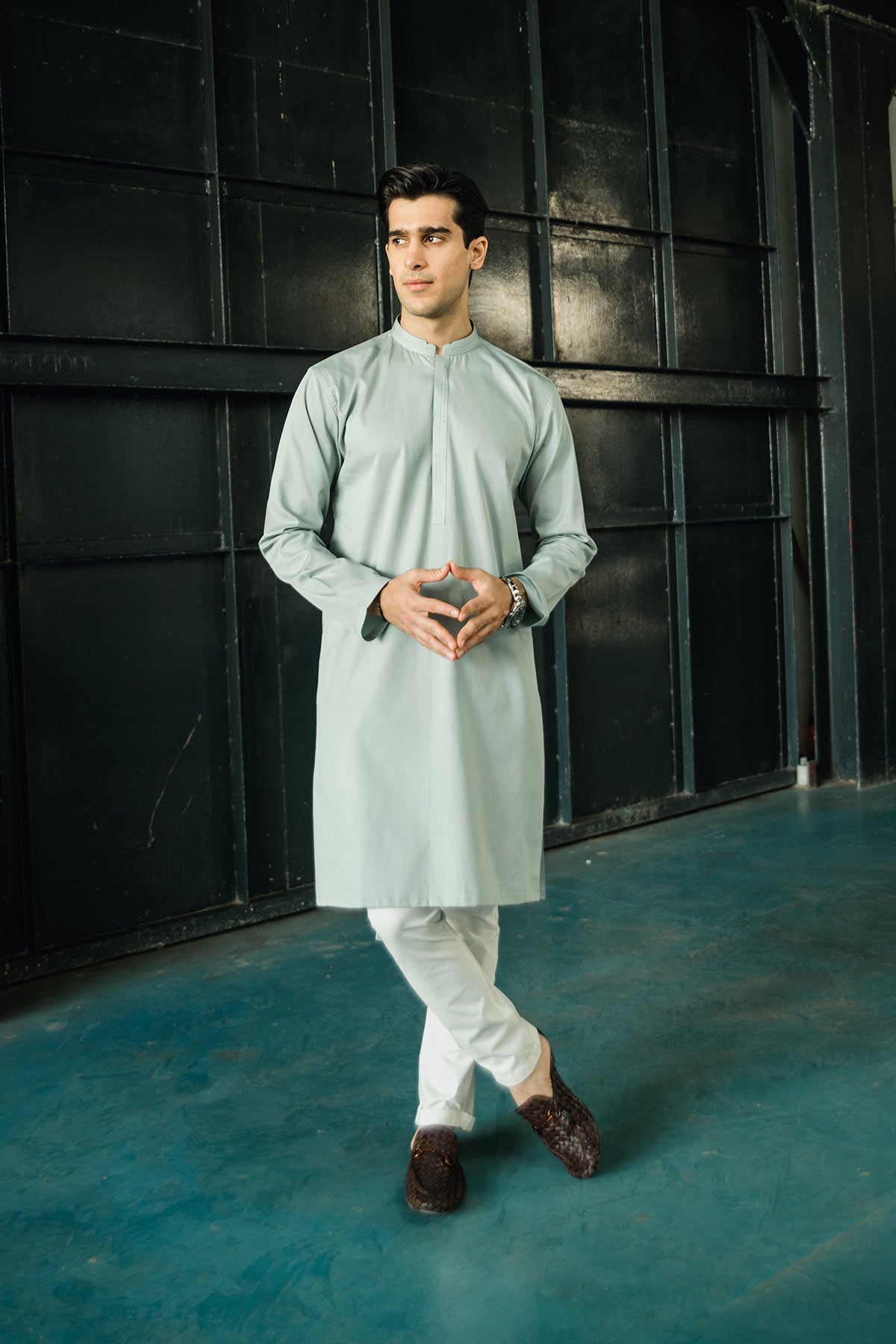 Dyed Ribbed Cotton Kurta