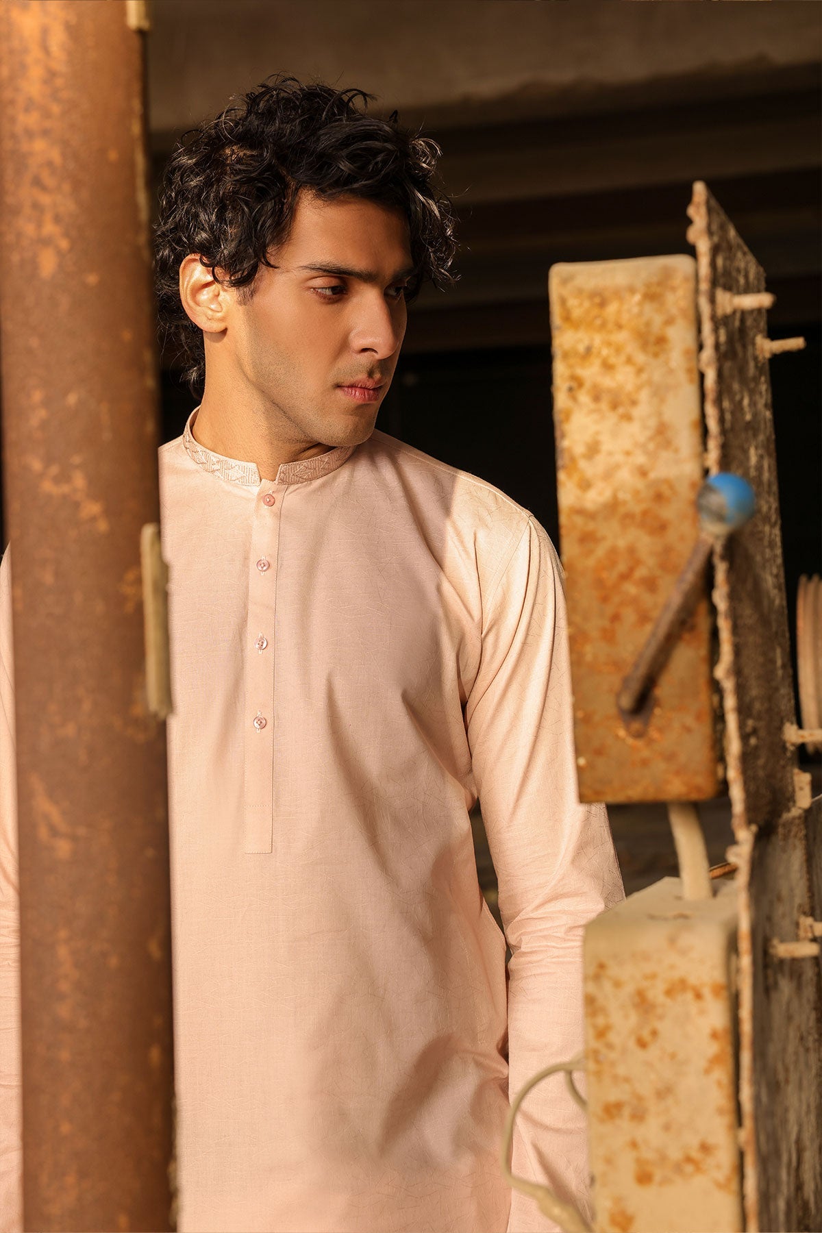 Dyed Embroidered Jacquard kurta