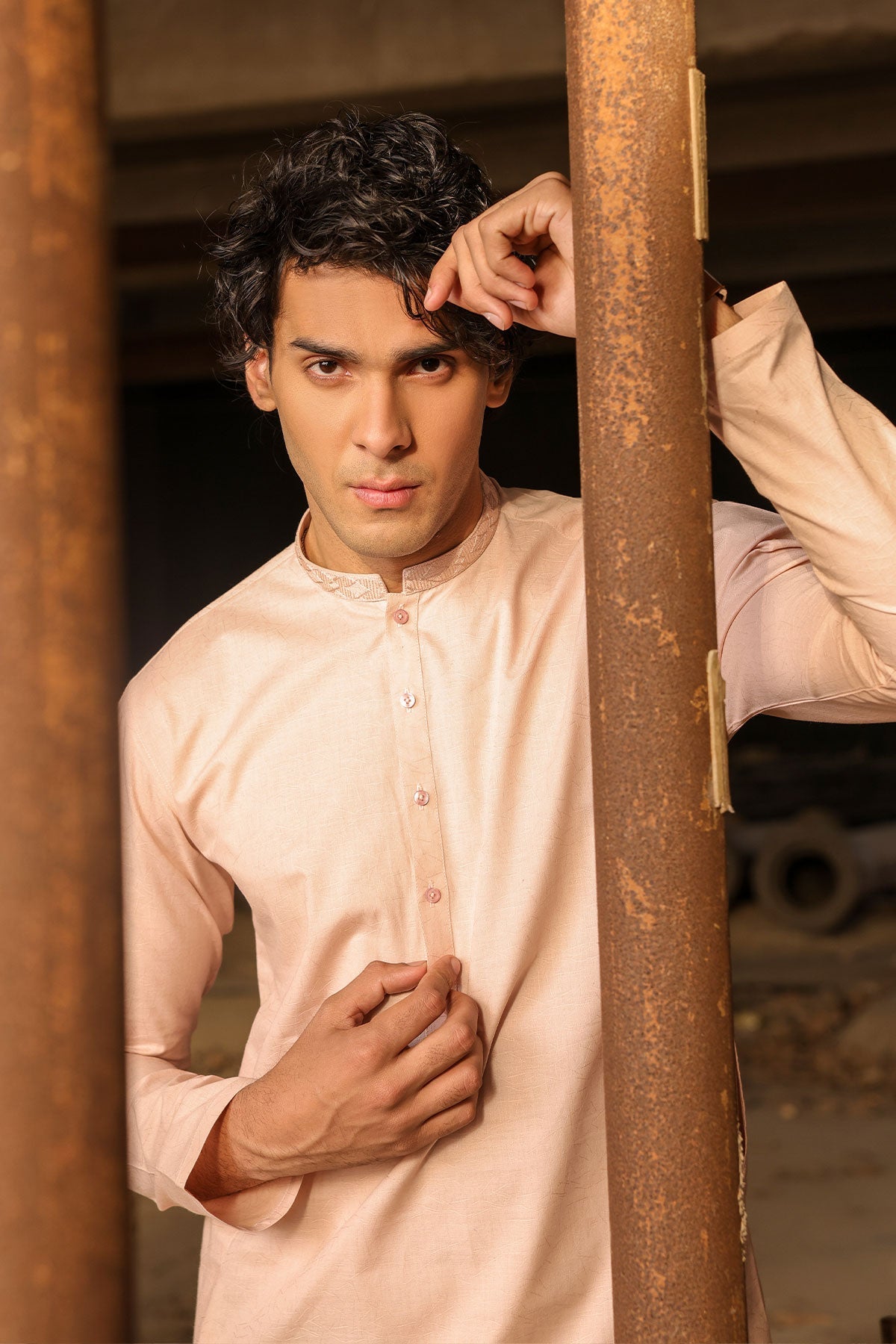 Dyed Embroidered Jacquard kurta