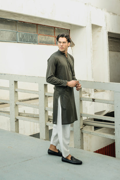 Dyed Embroidered Lawn Kurta