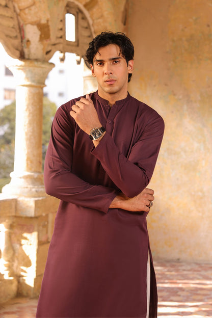 Dyed Embroidered Ribbed Kurta