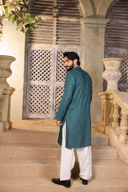 Dyed Embroidered Blended Kurta