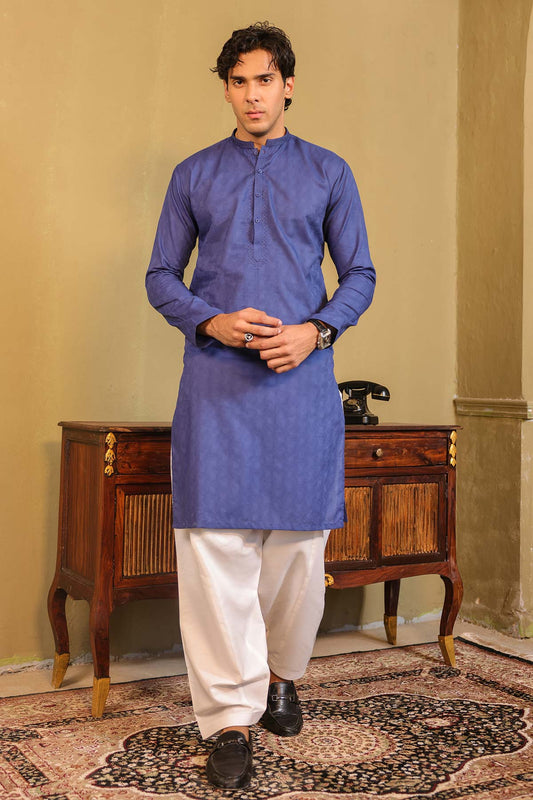 Dyed Embroidered Jacquard Kurta