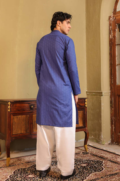 Dyed Embroidered Jacquard Kurta