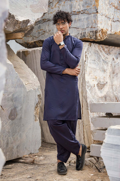 Dyed Embroidered Lawn Kurta Shalwar