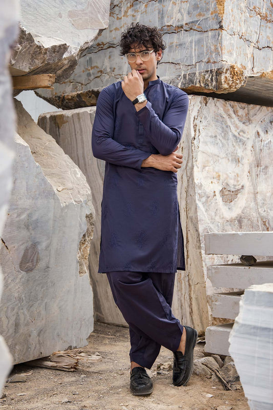 Dyed Embroidered Lawn Kurta Shalwar