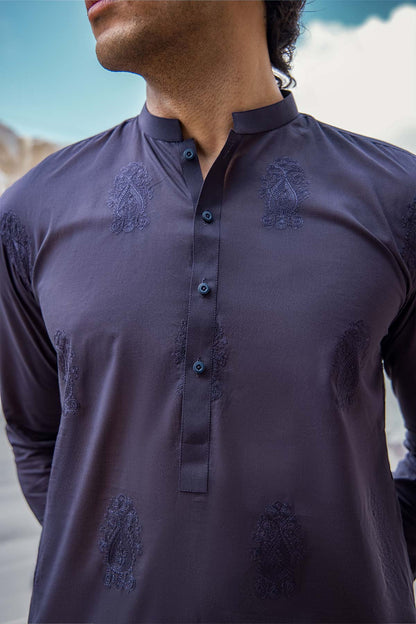 Dyed Embroidered Lawn Kurta Shalwar