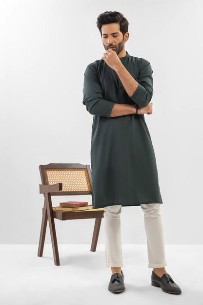 Dyed Embroidered Blended Kurta