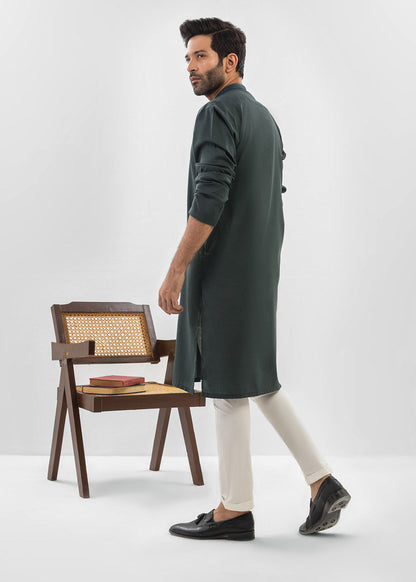 Dyed Embroidered Blended Kurta