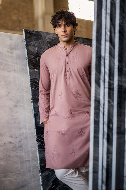 Dyed Embroidered Lawn Kurta