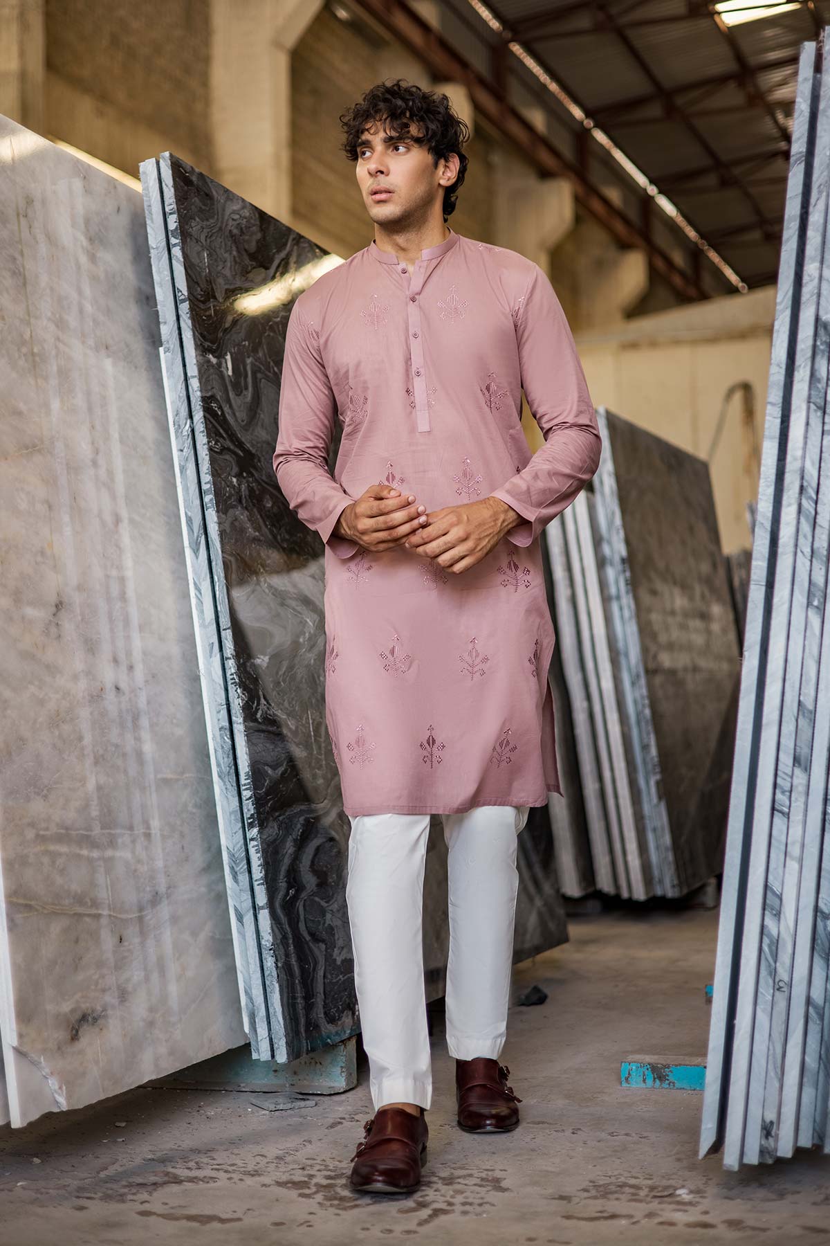 Dyed Embroidered Lawn Kurta