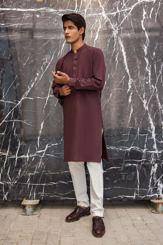 Dyed Ribbed Cotton Kurta