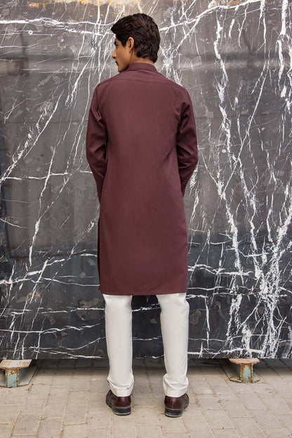 Dyed Ribbed Cotton Kurta