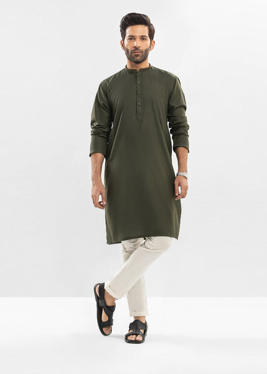 Dyed Embroidered Blended Kurta
