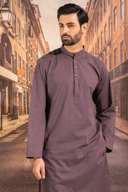 Dyed Embroidered Jacquard Kurta