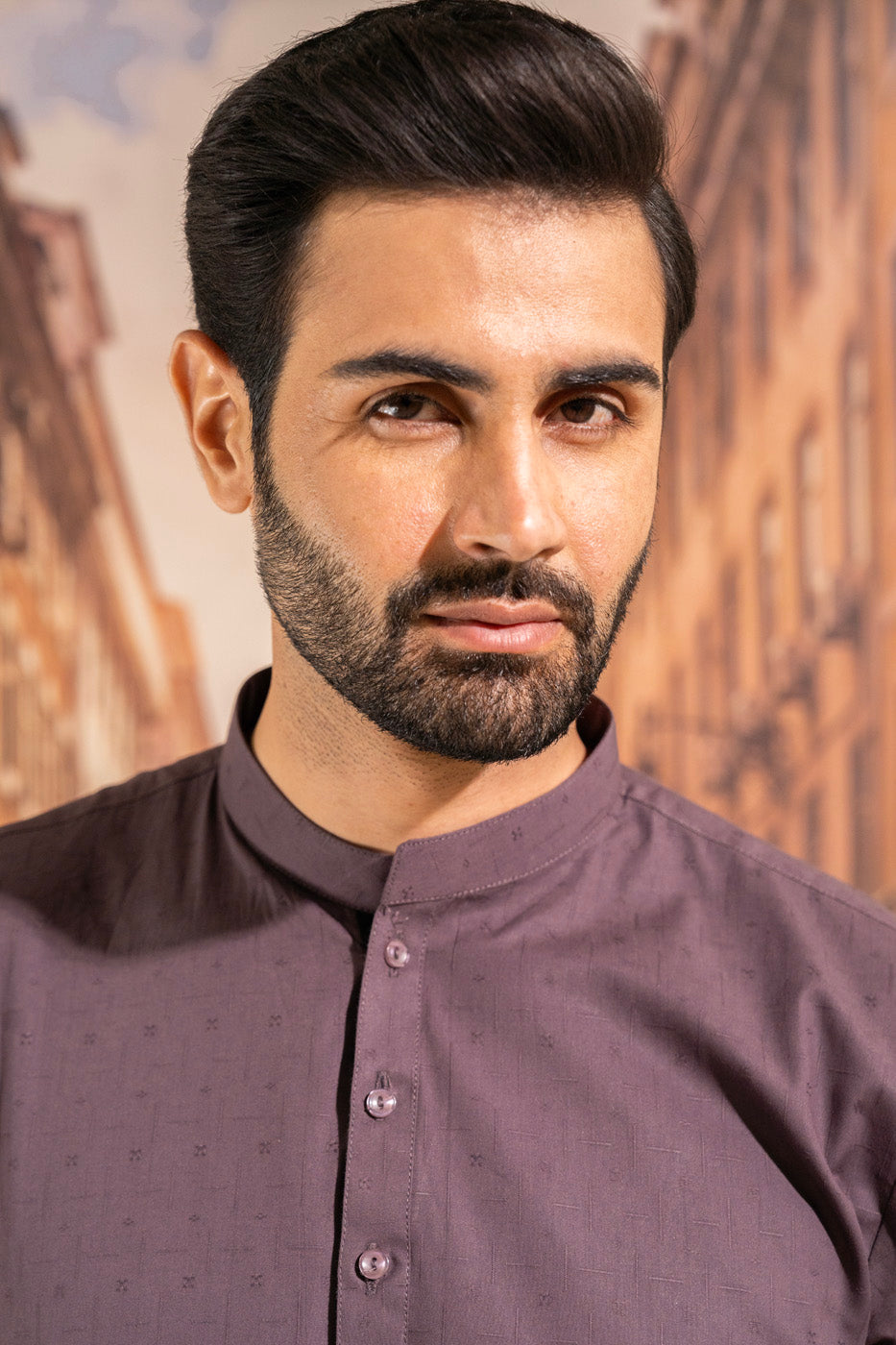 Dyed Embroidered Jacquard Kurta
