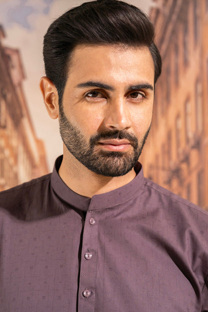 Dyed Embroidered Jacquard Kurta