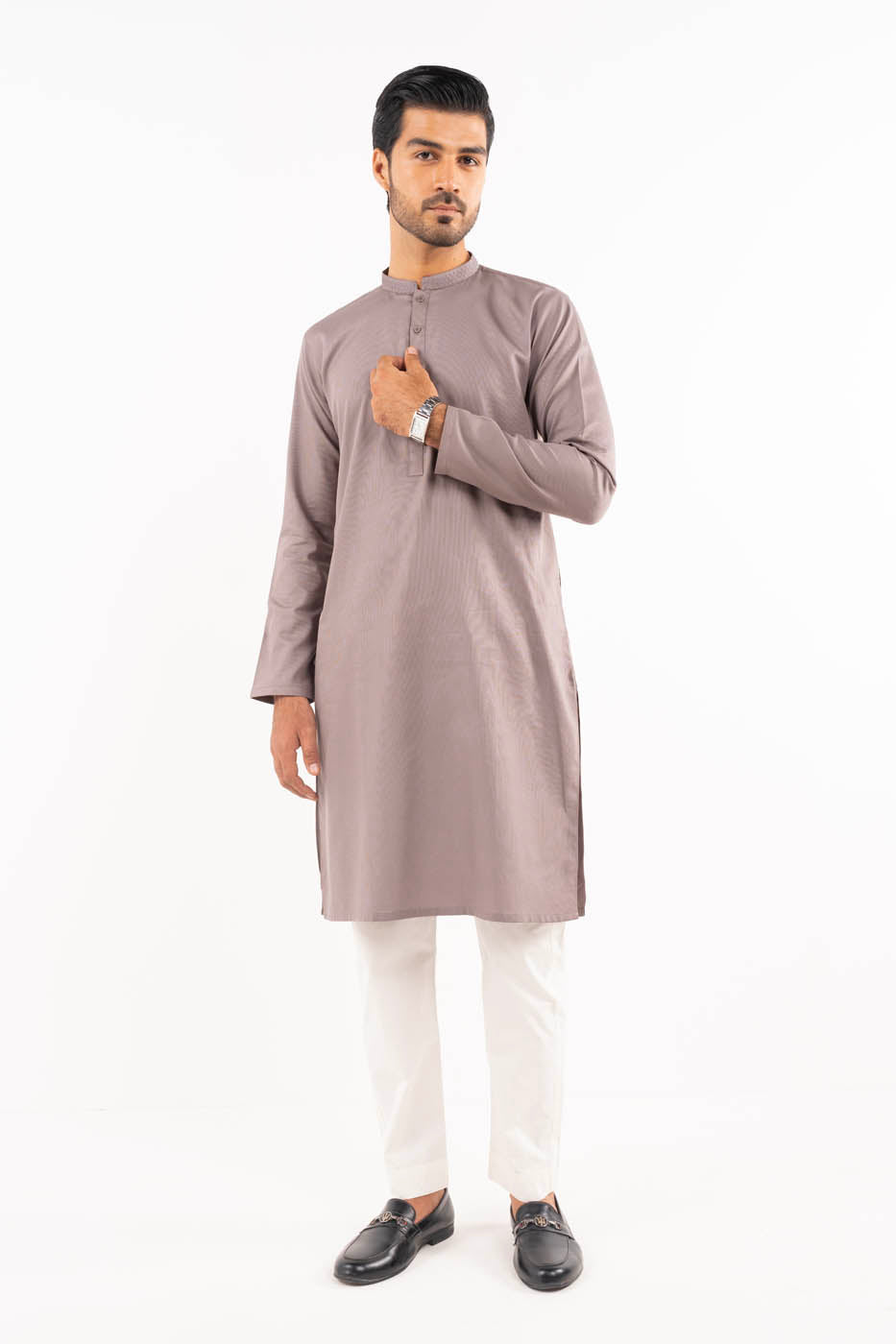 Dyed Embroidered Cotton Kurta