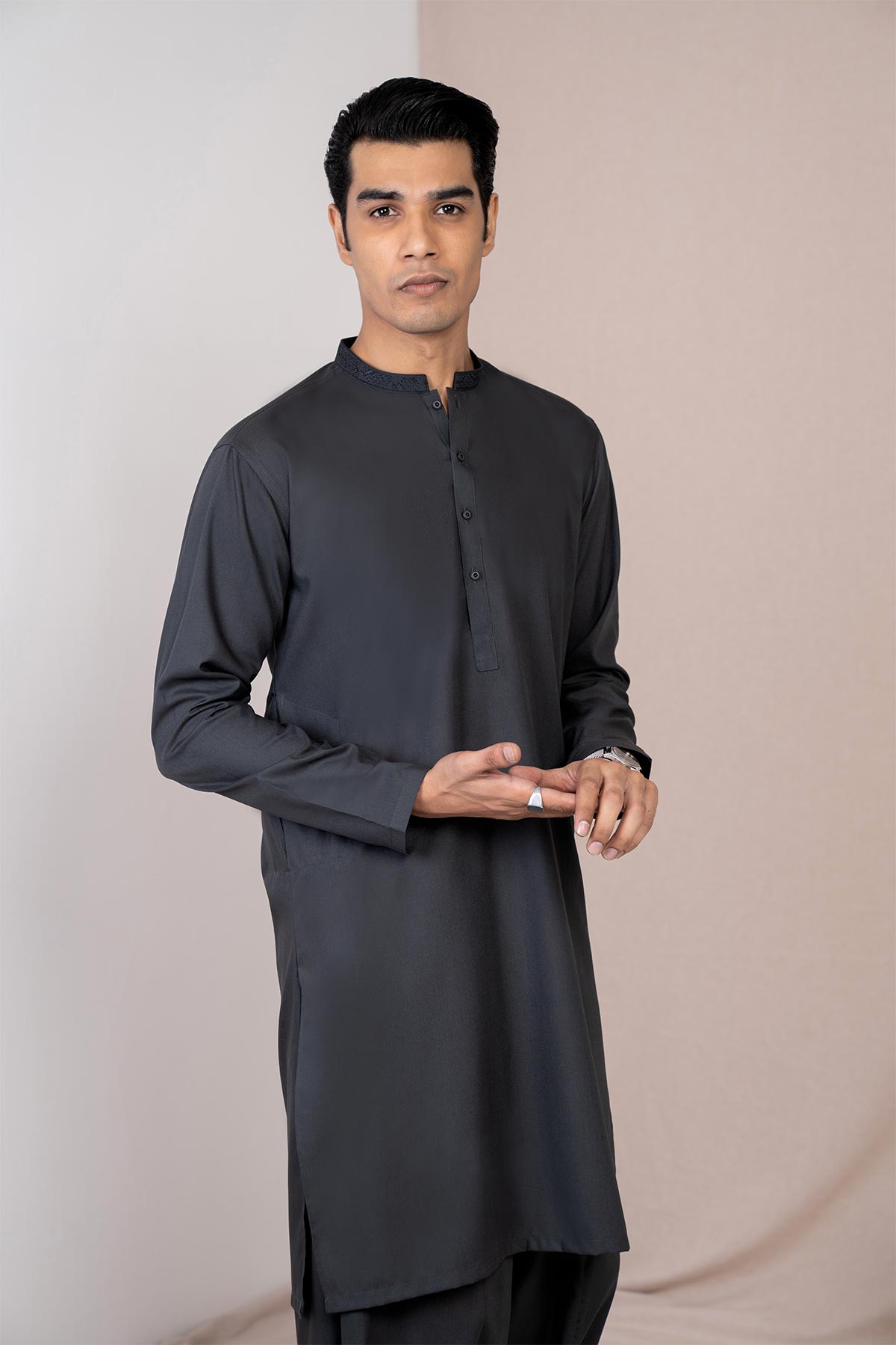Dyed Embroidered Blended Shalwar Kameez