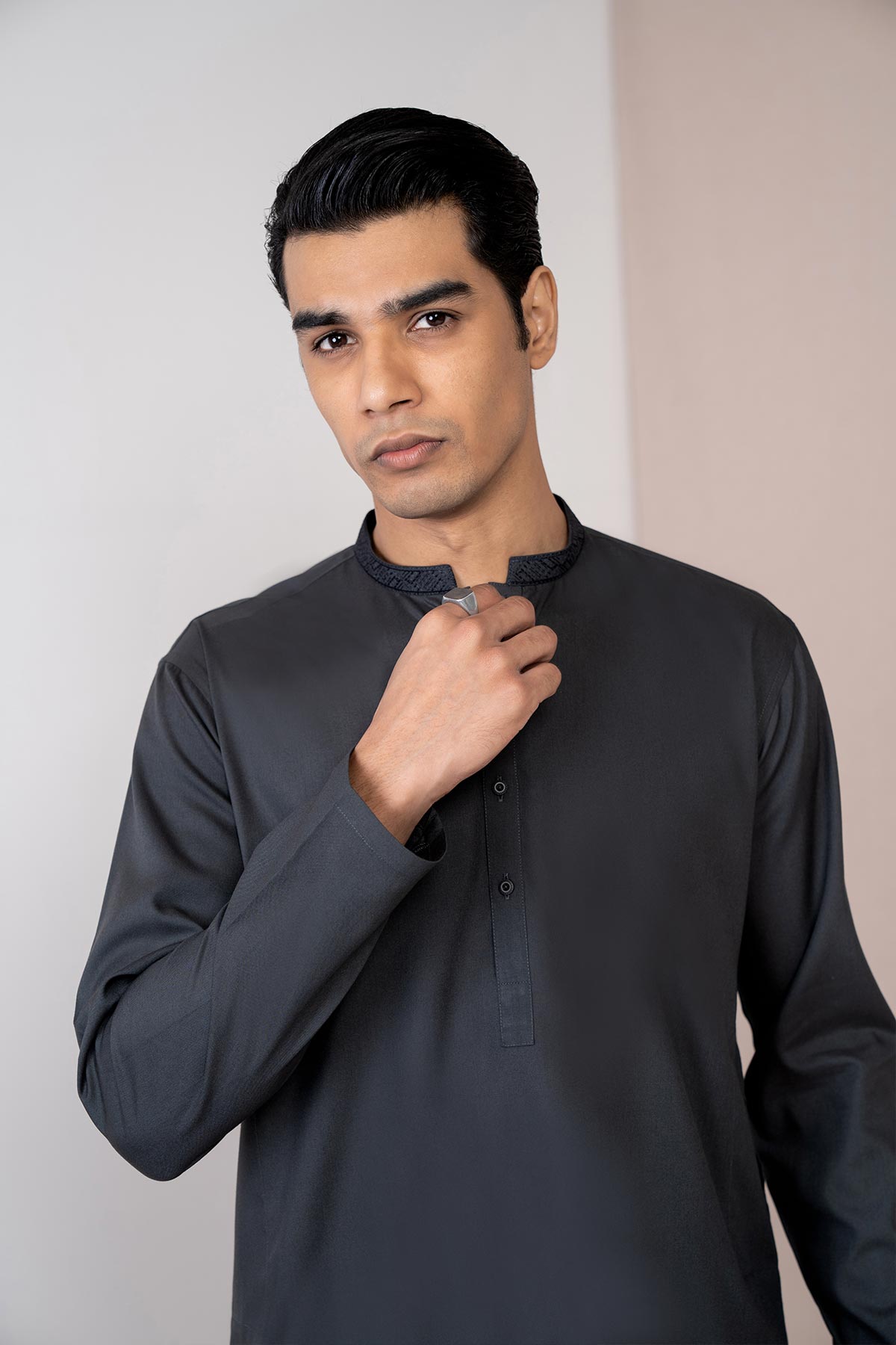 Dyed Embroidered Blended Shalwar Kameez