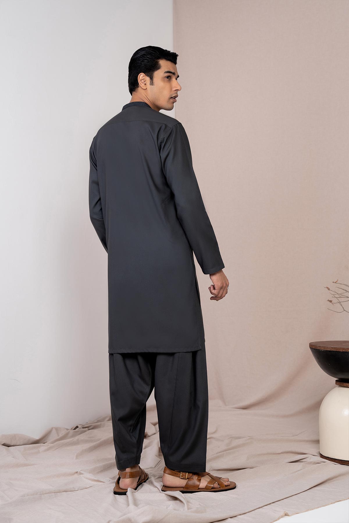 Dyed Embroidered Blended Shalwar Kameez