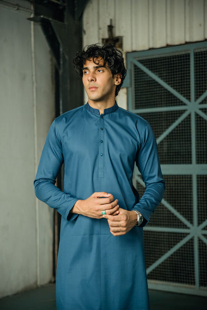 Dyed Ribbed Cotton Shalwar Kameez