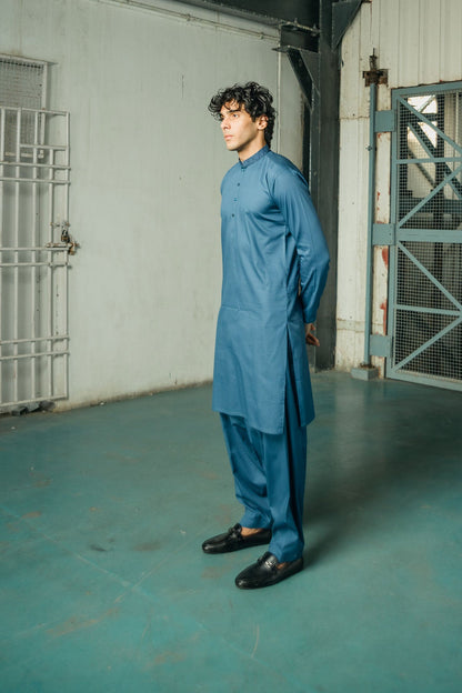 Dyed Ribbed Cotton Shalwar Kameez