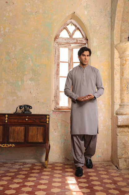 Dyed Embroidered Ribbed Shalwar Kameez