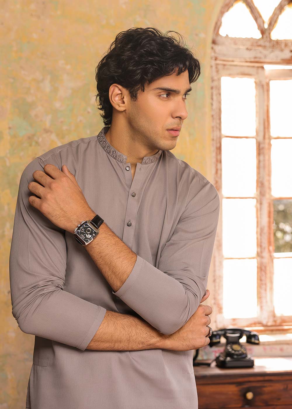 Dyed Embroidered Ribbed Shalwar Kameez