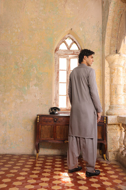 Dyed Embroidered Ribbed Shalwar Kameez