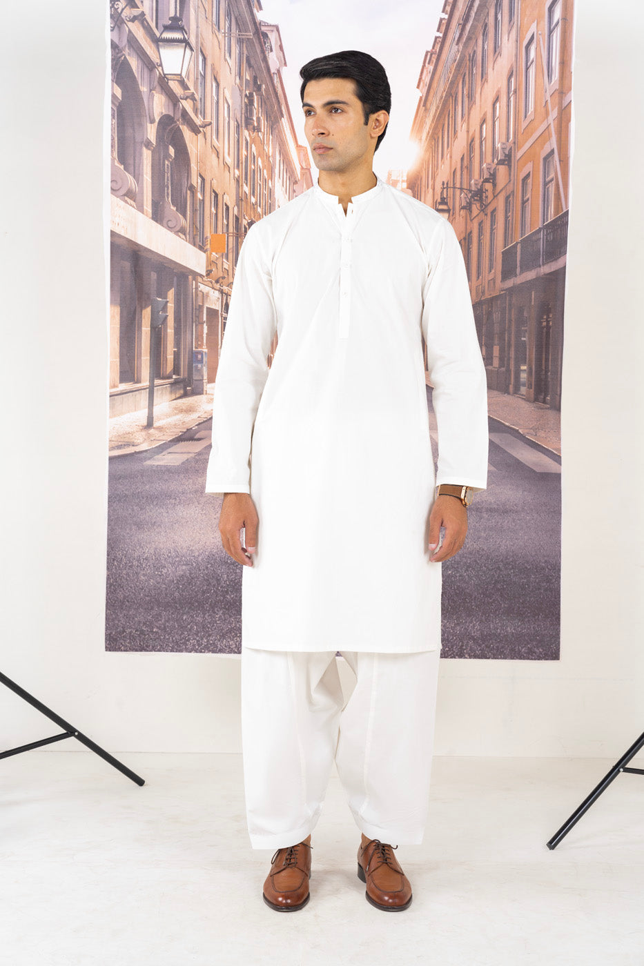 Dyed Embroidered Blended Kurta Shalwar