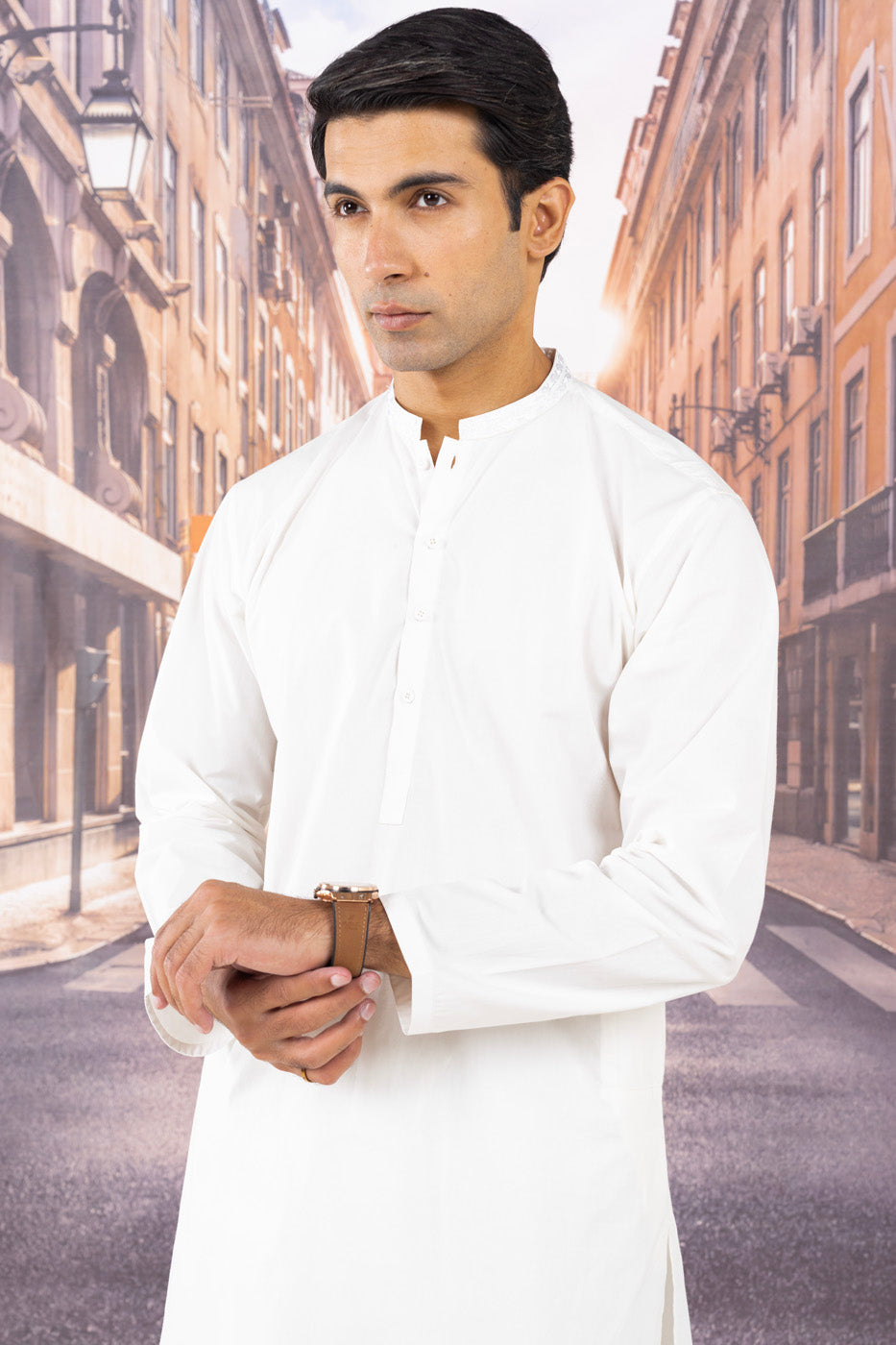 Dyed Embroidered Blended Kurta Shalwar
