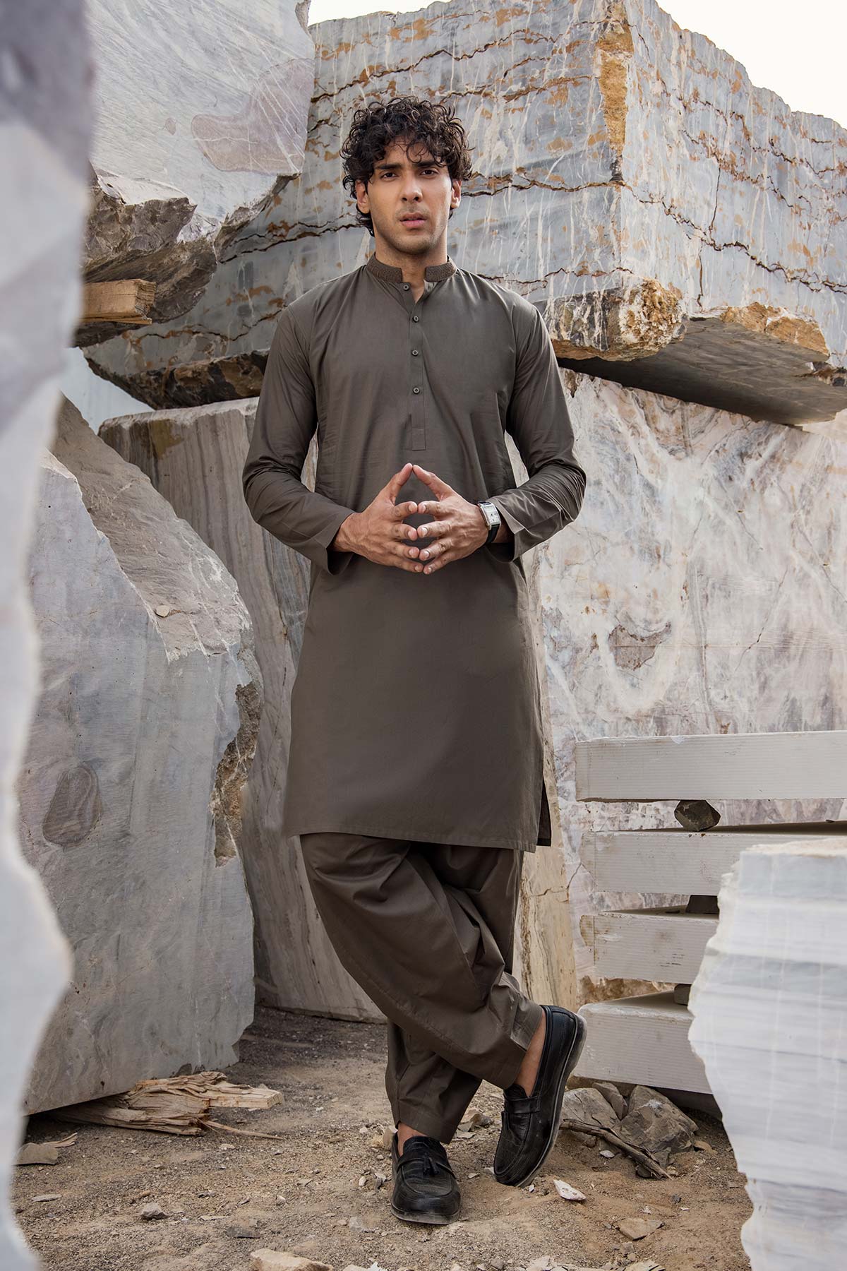 Dyed Embroidered Cambric Kurta Shalwar
