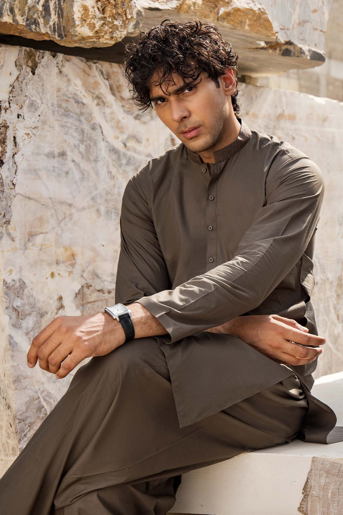 Dyed Embroidered Cambric Kurta Shalwar