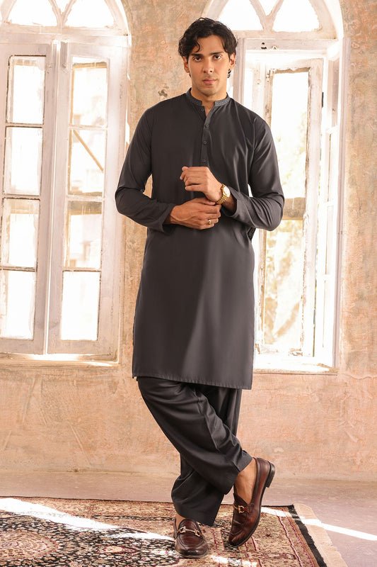 Dyed Embroidered Ribbed Shalwar Kameez