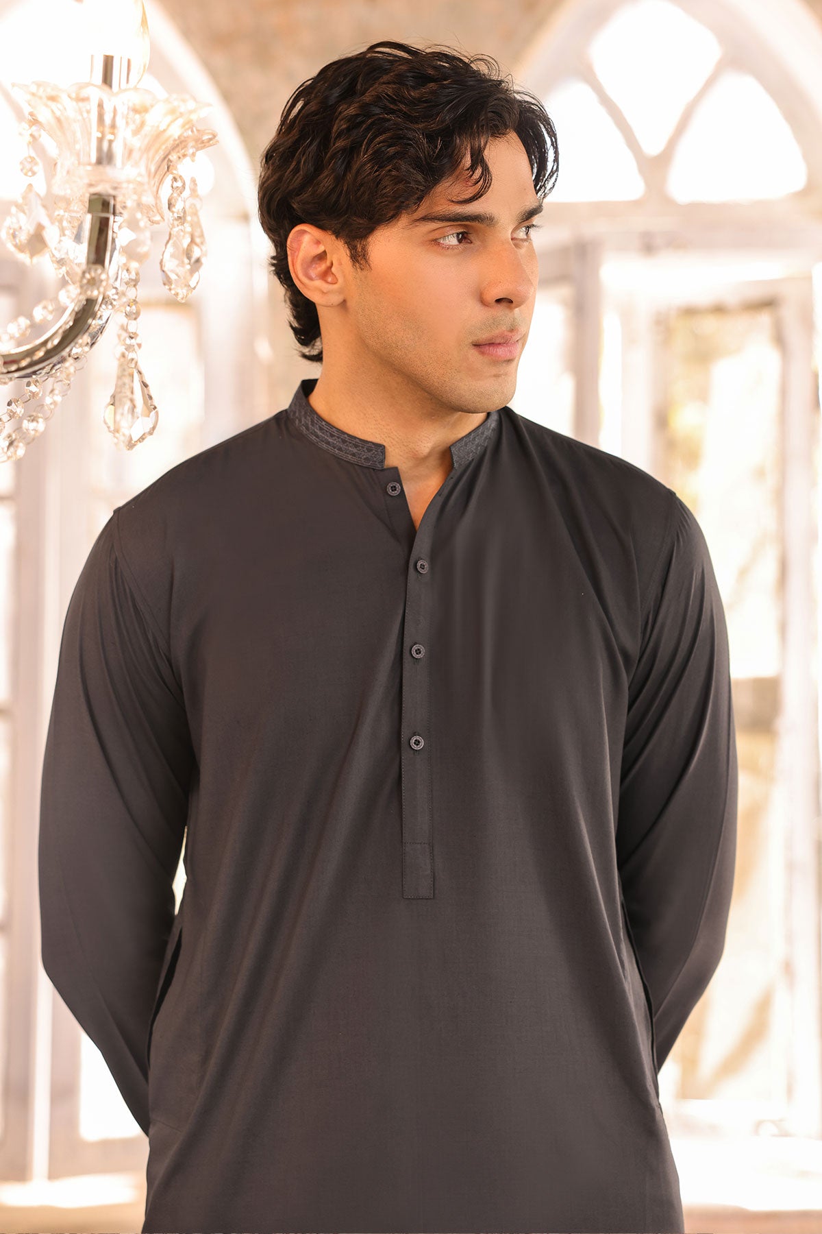 Dyed Embroidered Ribbed Shalwar Kameez