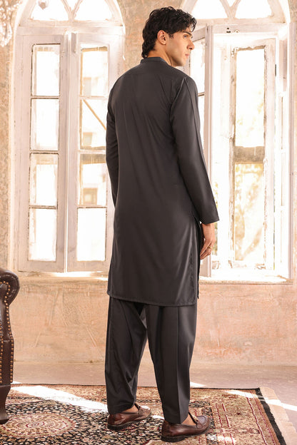 Dyed Embroidered Ribbed Shalwar Kameez