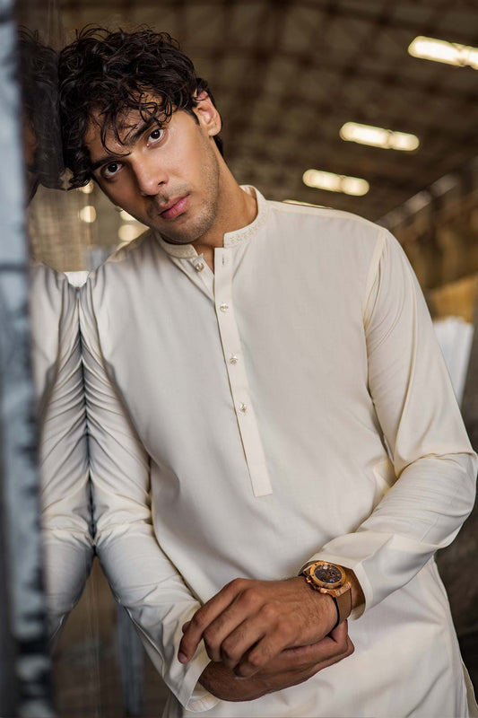 Dyed Embroidered Blended Kurta Shalwar