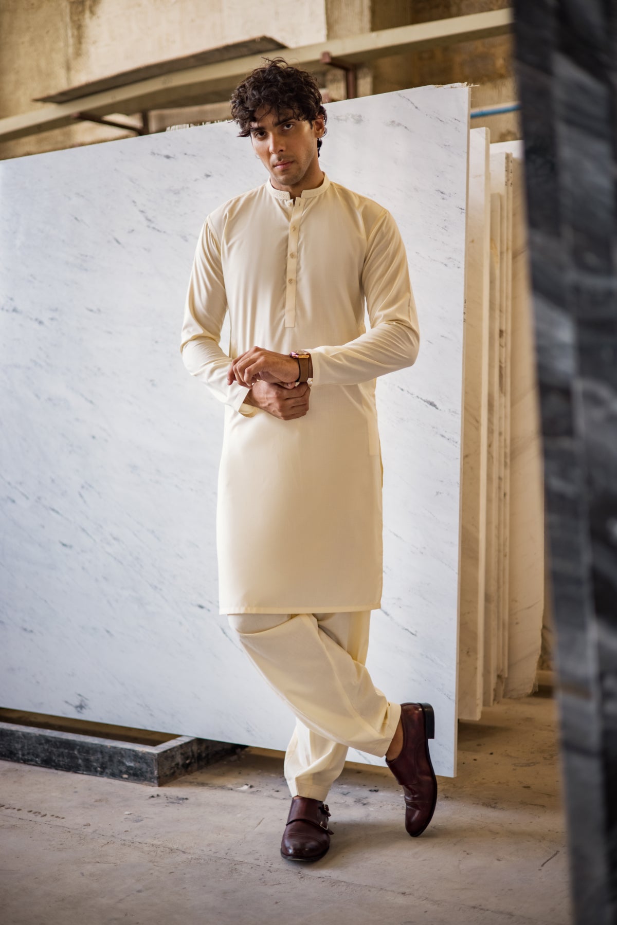Dyed Embroidered Blended Kurta Shalwar
