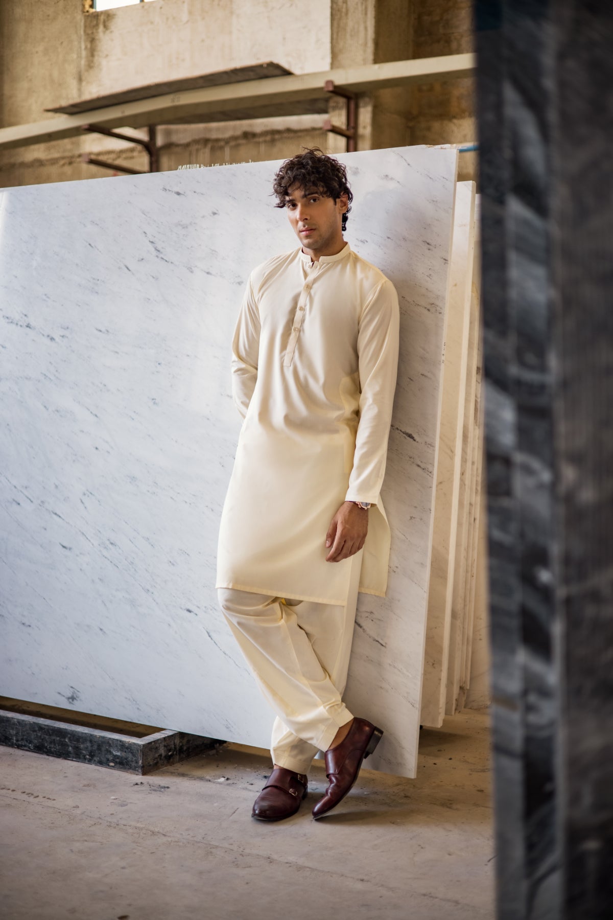 Dyed Embroidered Blended Kurta Shalwar