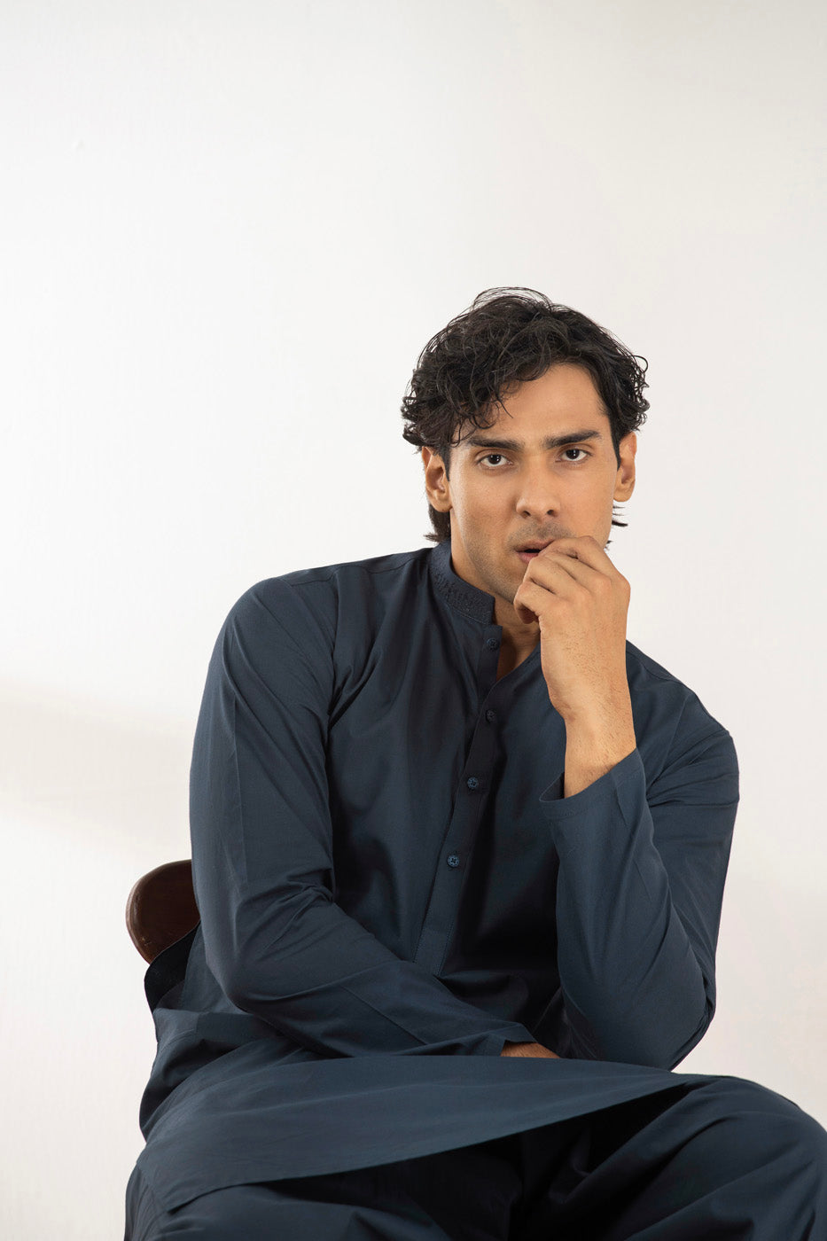 Dyed Embroidered Cotton Kurta