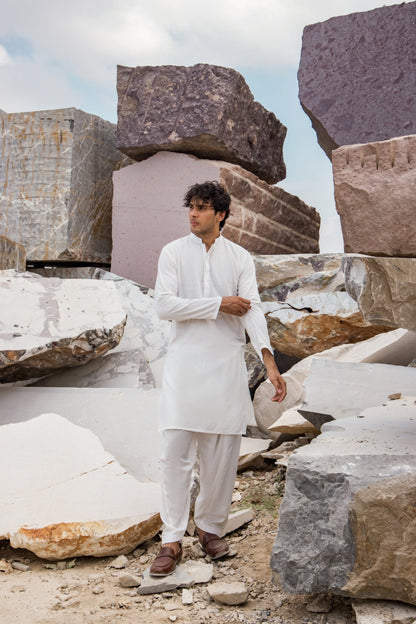 Dyed Embroidered Ribbed Kurta Shalwar
