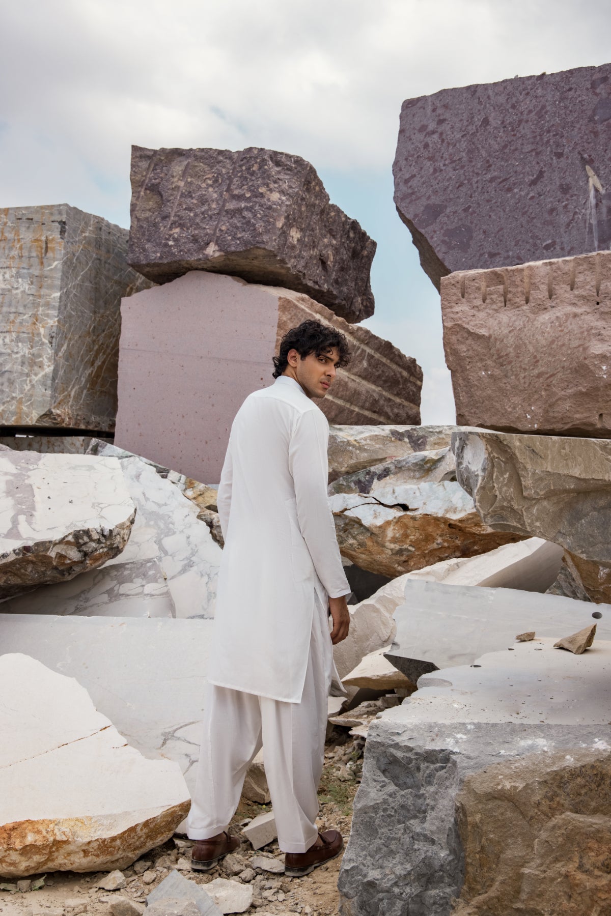 Dyed Embroidered Ribbed Kurta Shalwar
