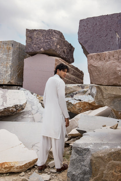 Dyed Embroidered Ribbed Kurta Shalwar