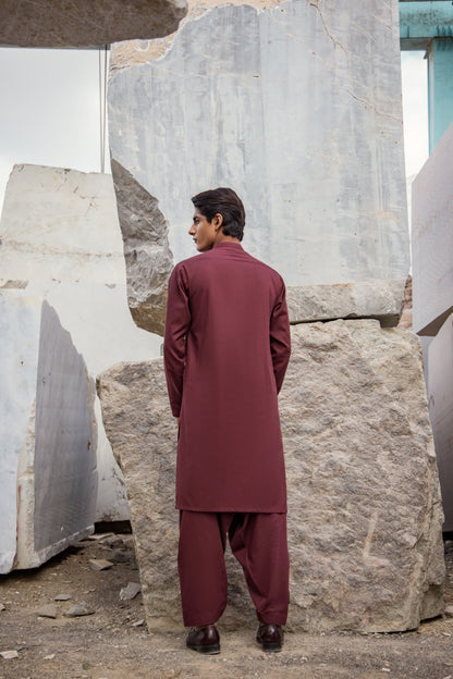 Dyed Ribbed Kurta Shalwar