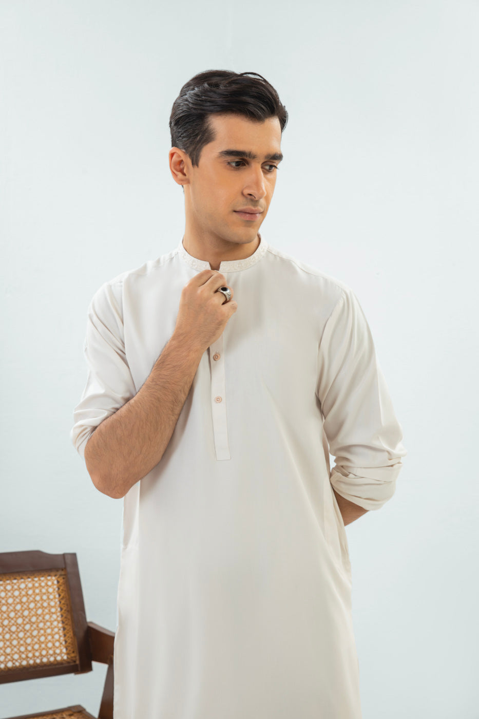 Dyed Embroidered Blended Kurta Shalwar